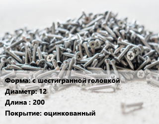 Шуруп с шестигранной головкой 12х200 оцинкованный, шт цена от 33.3 сом / кг, где купить, условия доставки в Оше и Ошской области